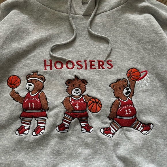 IU Indiana Hoosiers Basketball Hoodie, Fully Embroidered Basketball Bears, Sz XL - Picture 1 of 10